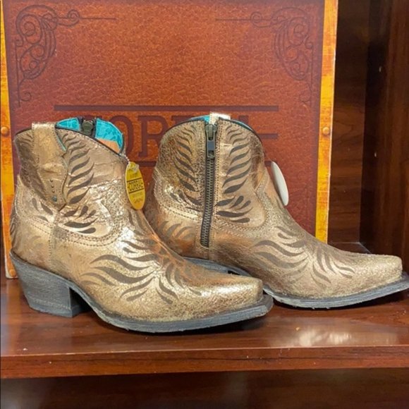 Corral Gold Genuine Leather Laser Hand Painted Cowboy Boots. FREE SHIPPING - Picture 12 of 13